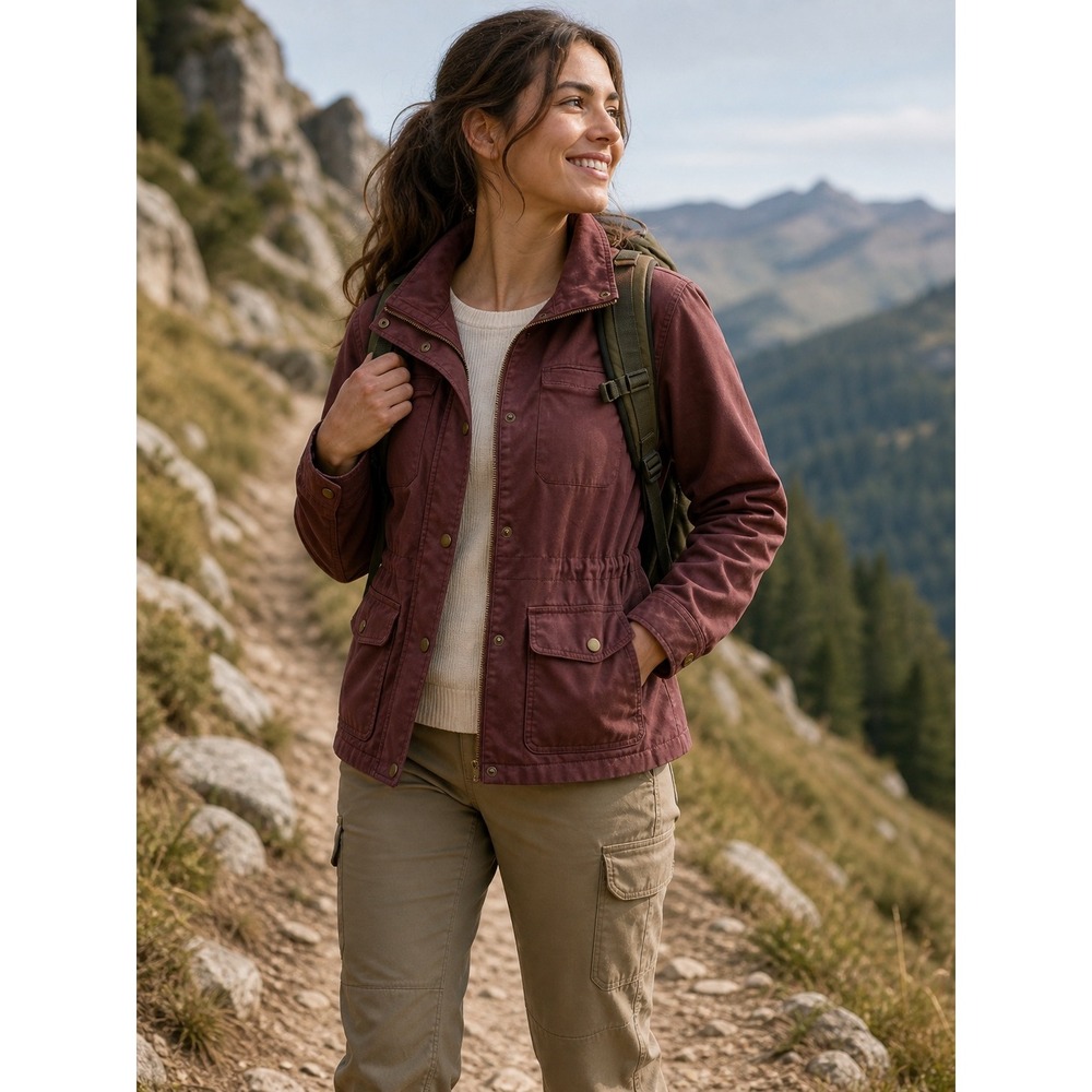 LL Bean Adirondack Barn Jacket Maroon Burgundy Plaid Flannel Lined Field Coat S